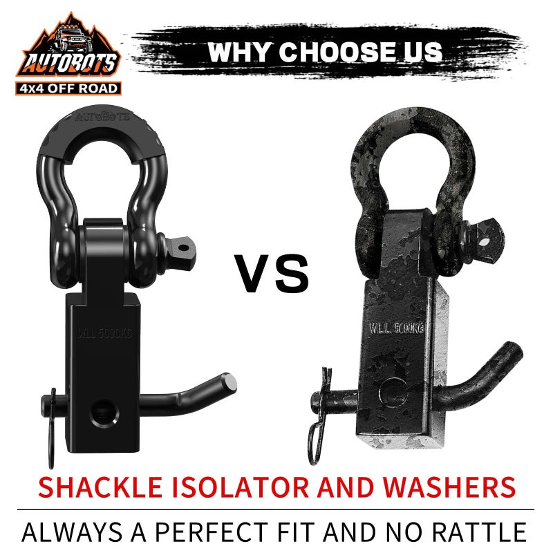 AUTOBOTS Tow Hitch Receiver 2", 45,000 Lbs Break Strength Shackle Hitch Receiver with 5/8" Hitch Pin, 3/4 D Ring Shackle, Towing Accessories for Truck Trailer Recovery Off-Road Black&Black - Image 5